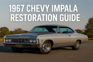 Classic 1967 Chevy Impala parked outdoors, restored with chrome trim and rally wheels