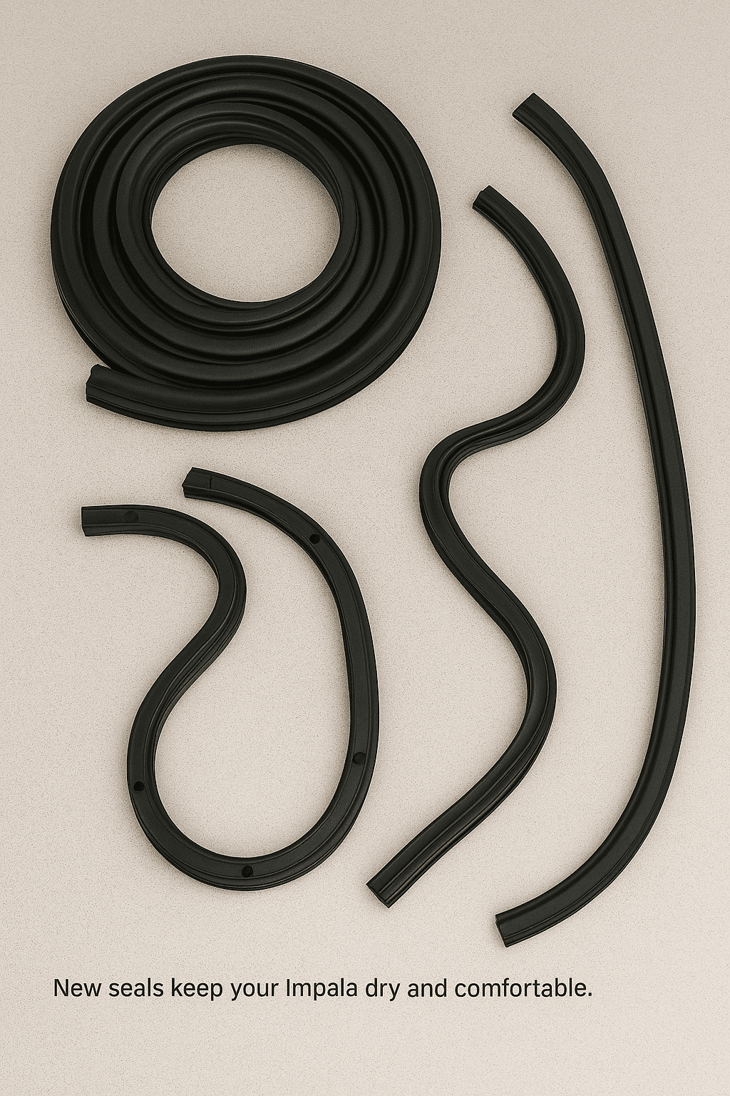 New door and trunk weatherstripping seals for a 1967 Chevy Impala