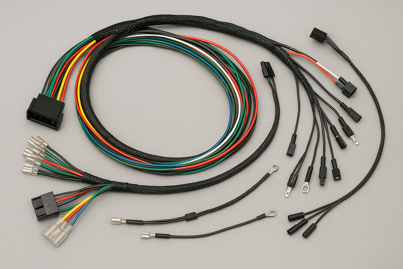 New wiring harness with connectors for a 1967 Chevy Impala restoration.