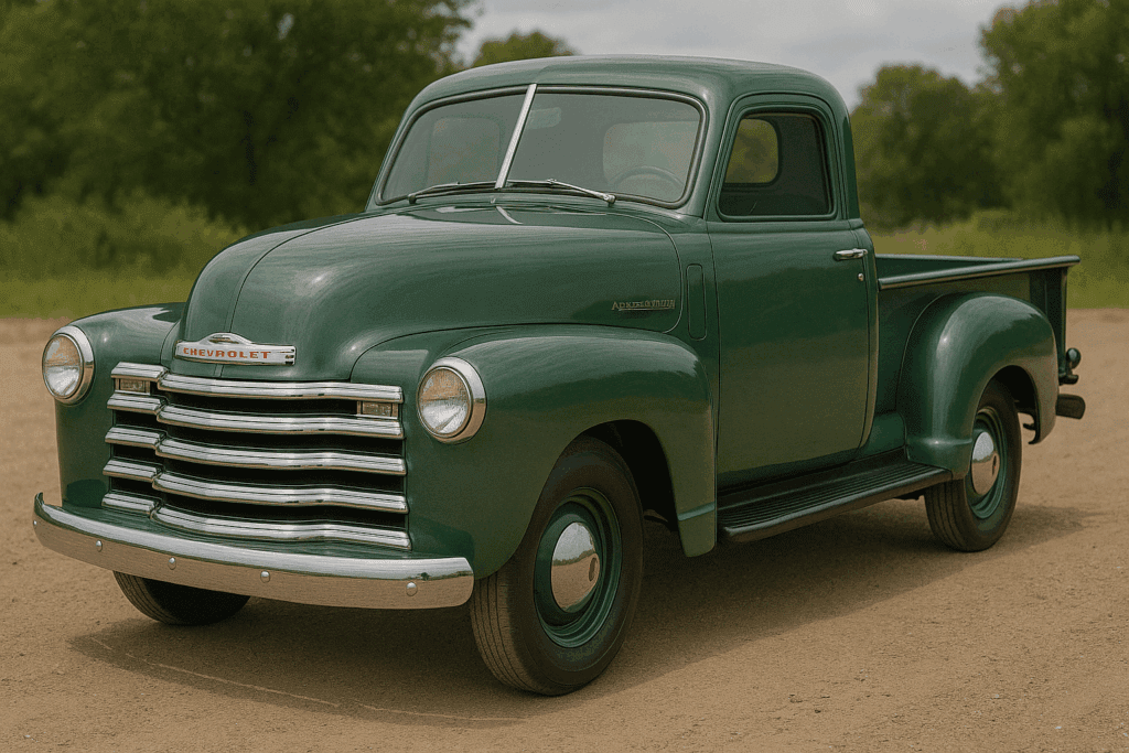 1950 Chevrolet 3100 half-ton pickup in restored condition with chrome trim