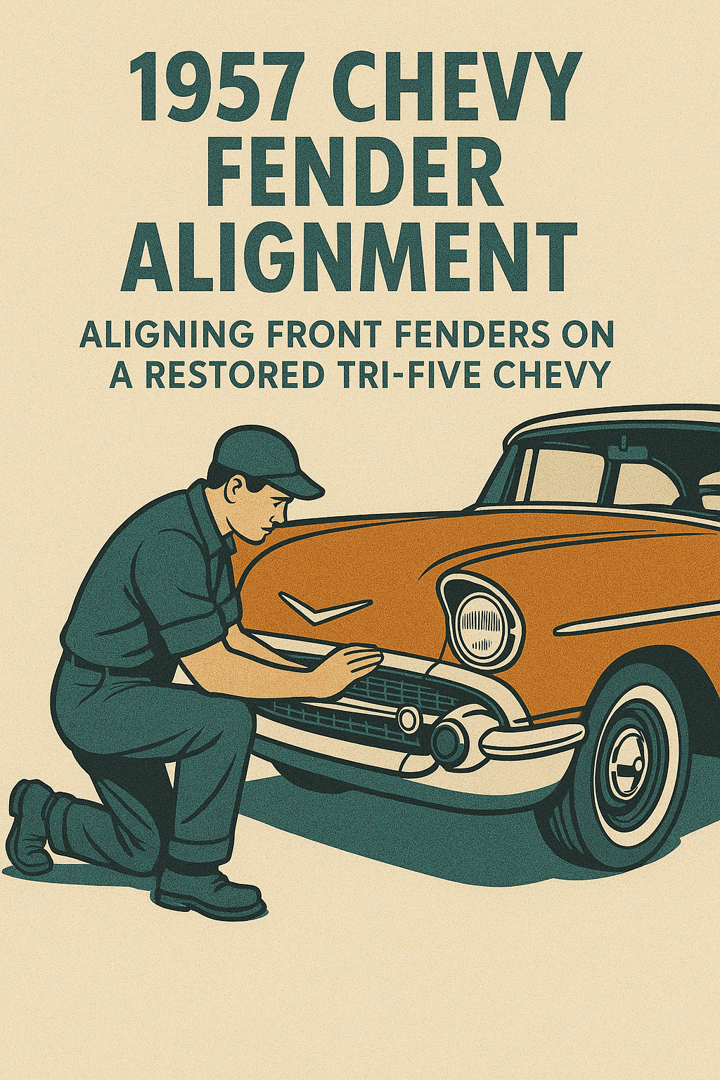Aligning front fenders on a restored Tri-Five Chevy