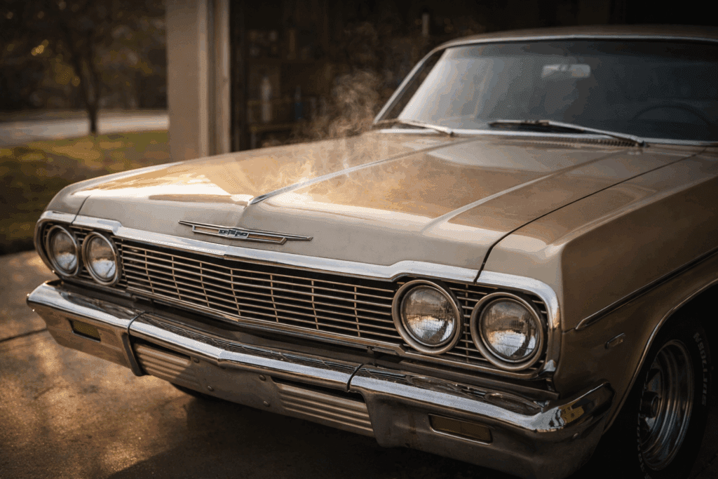 Gas smell after parking due to heat soak in a classic Chevy