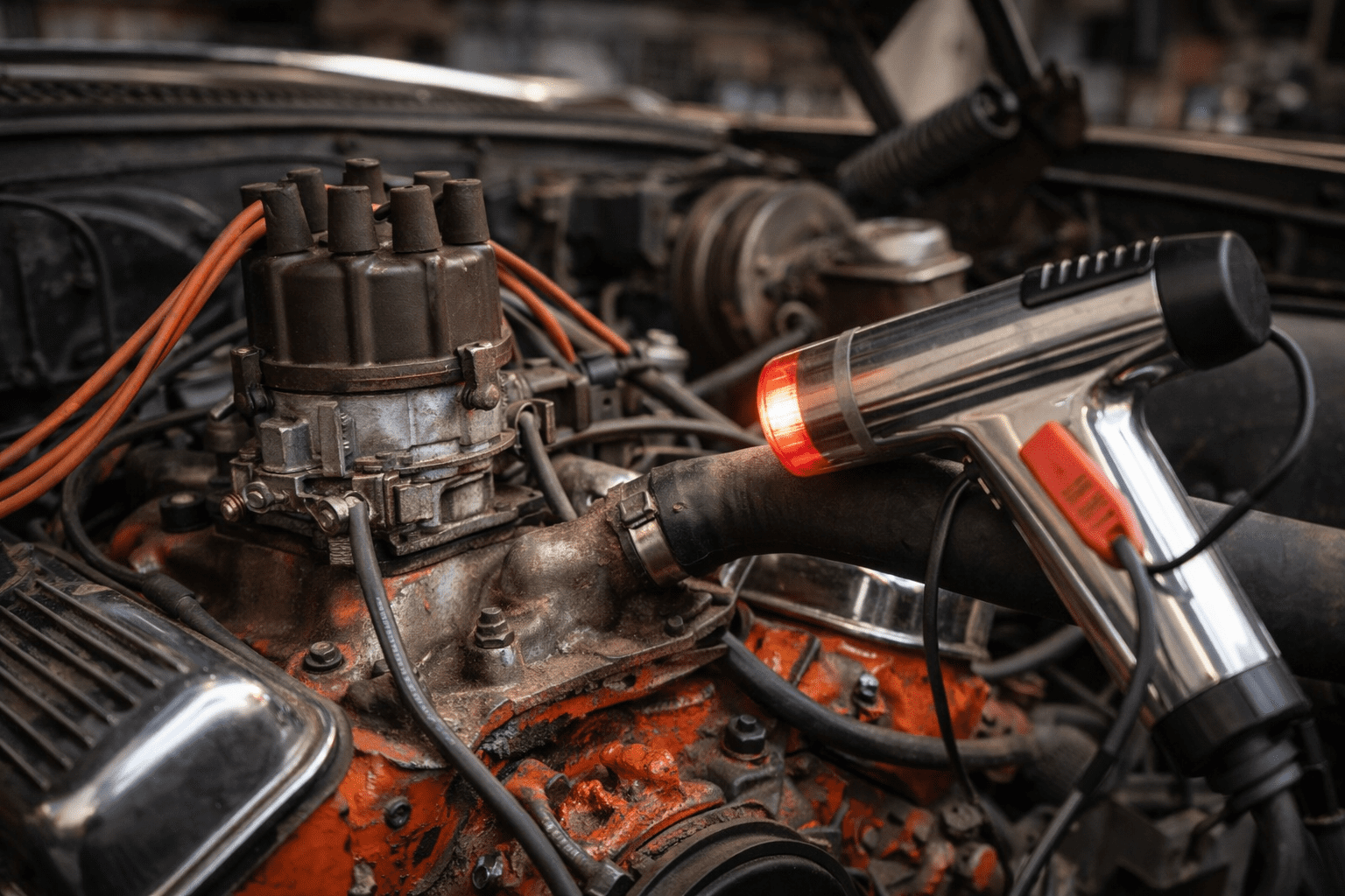 Ignition timing adjustment on a classic Chevy small block engine