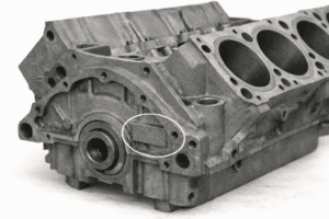 Small Block Chevy date code decoder showing casting date location on engine block