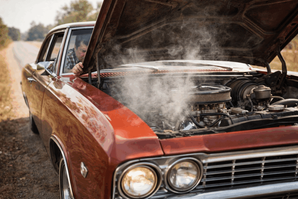 Classic Chevy experiencing vapor lock symptoms after hot restart
