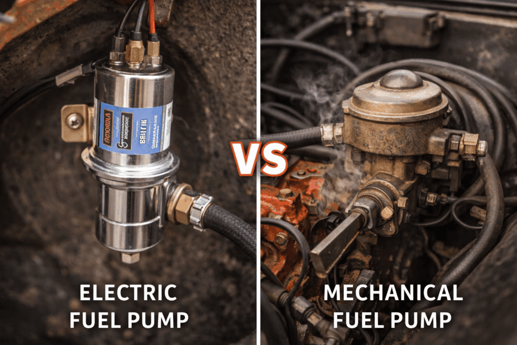 Electric fuel pump compared to mechanical pump for preventing vapor lock in a classic Chevy
