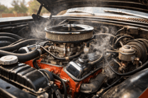 Vapor lock in a classic Chevy engine bay causing hot weather stalling